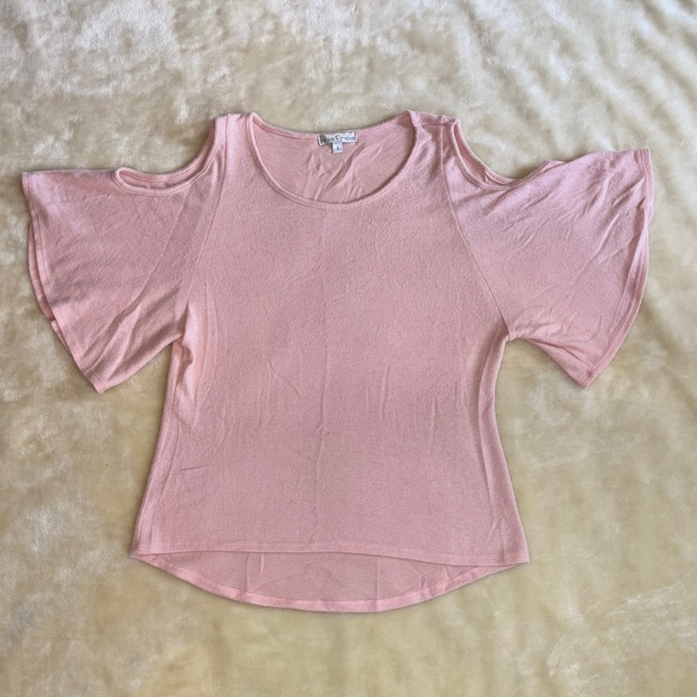Pink Cold Shoulder Top